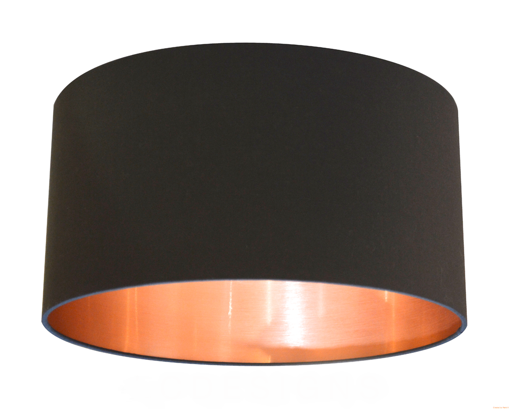 Copper Lined Lamp Shade Black Cotton Lampshade with a Brushed Copper Effect Lining
