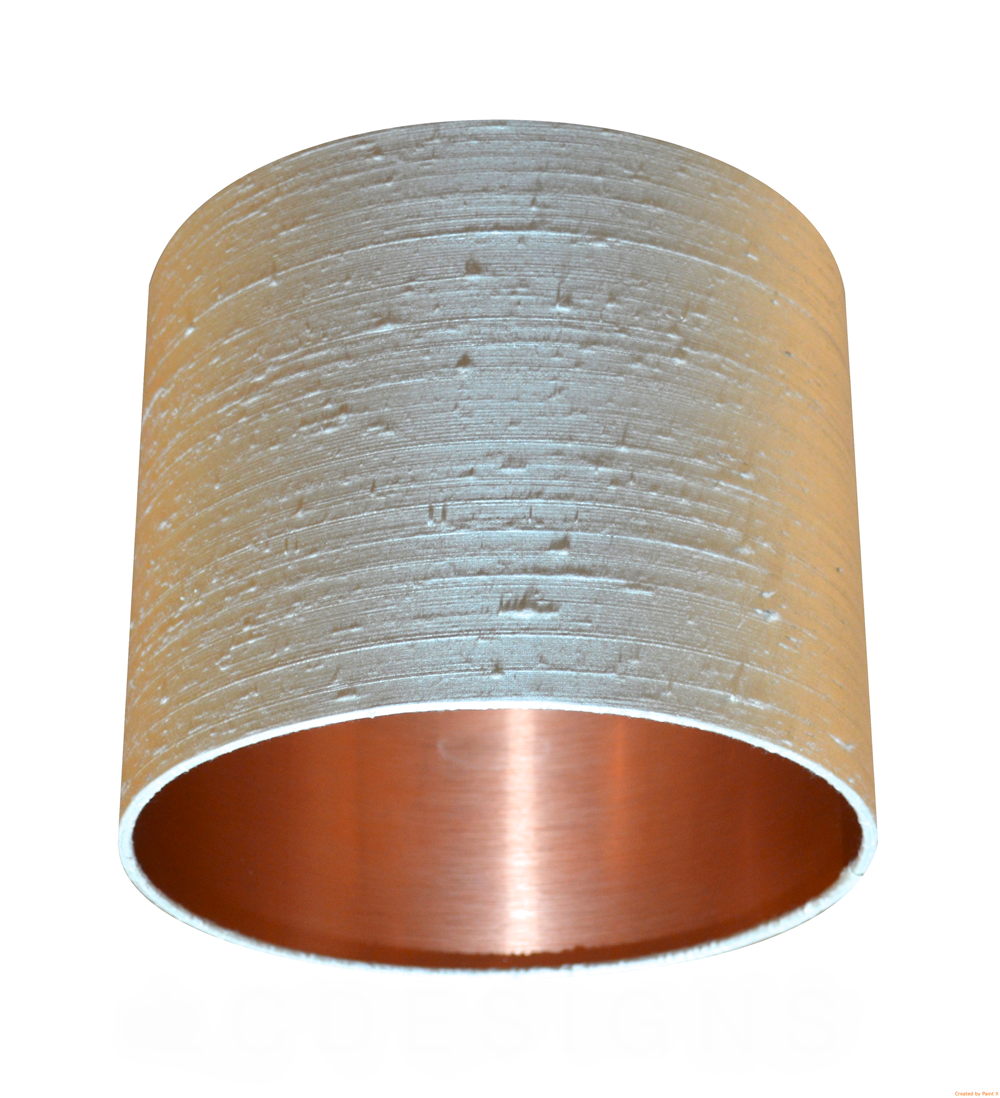 Copper Lined Lamp Shade Oyster Dupion/Raw Silk Lampshade with Brushed Copper Effect Lining